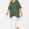 YOURS Curve Green Zebra Print Pleat Front Blouse