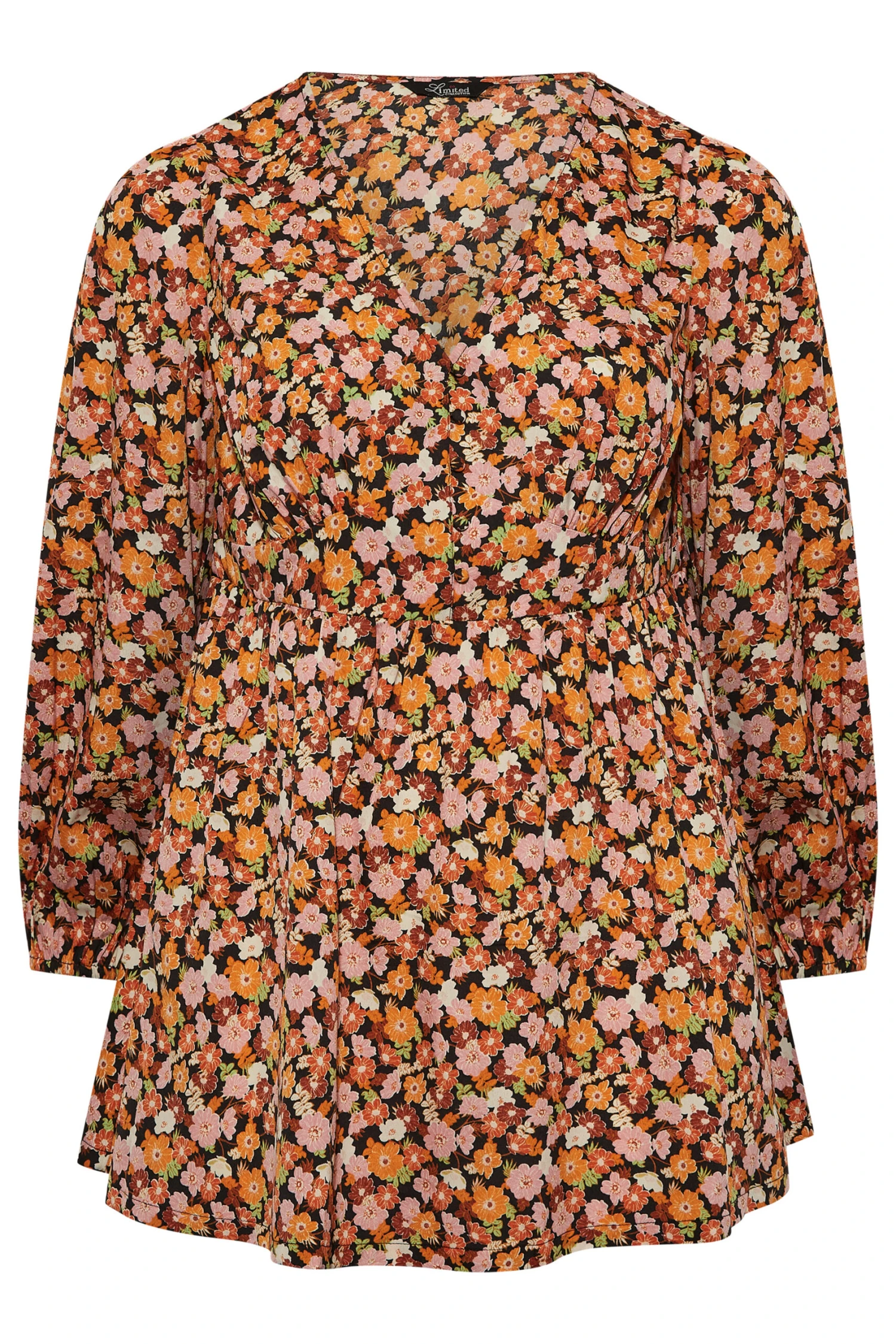 LIMITED COLLECTION Curve Orange & Pink Floral Print Blouse 6 LIMITED COLLECTION Curve Orange & Pink Floral Print Blouse - Image 6
