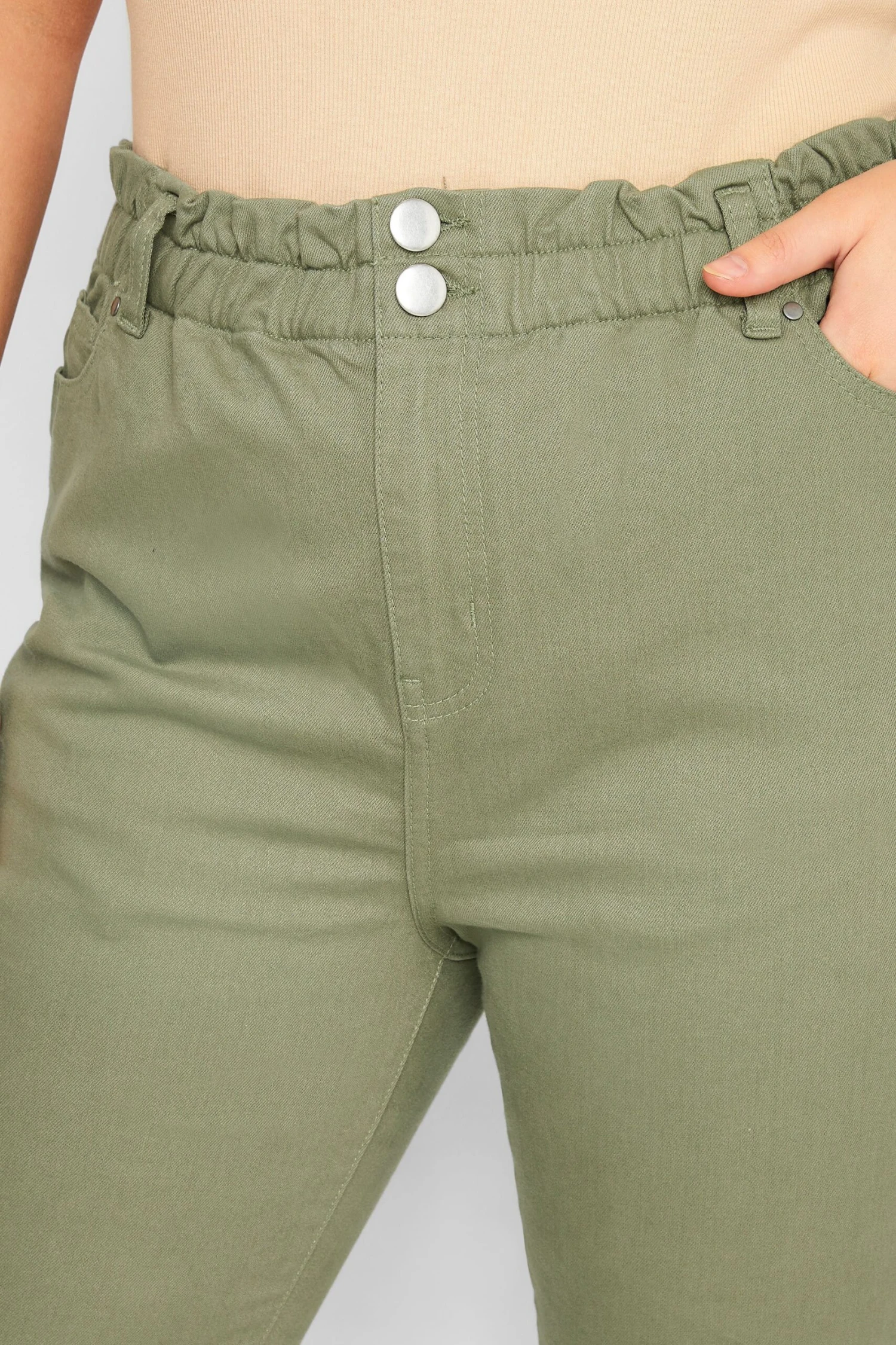 YOURS Curve Khaki Green Stretch Elasticated Waist MOM Jeans 2 YOURS Curve Khaki Green Stretch Elasticated Waist MOM Jeans - Image 2