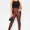 YOURS Curve Burgundy Red Coated Skinny Stretch AVA Jeans