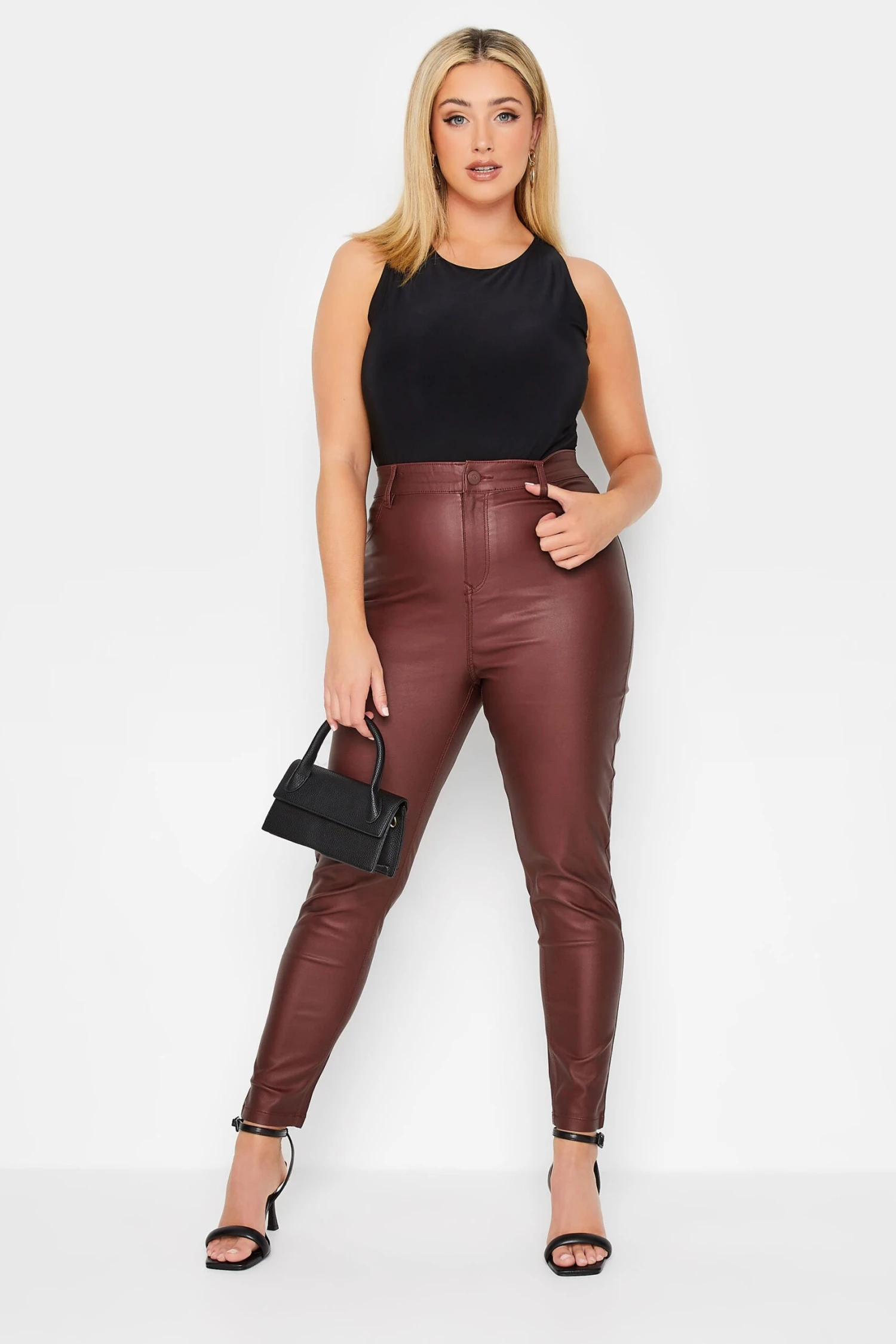 YOURS Curve Burgundy Red Coated Skinny Stretch AVA Jeans 1 YOURS Curve Burgundy Red Coated Skinny Stretch AVA Jeans