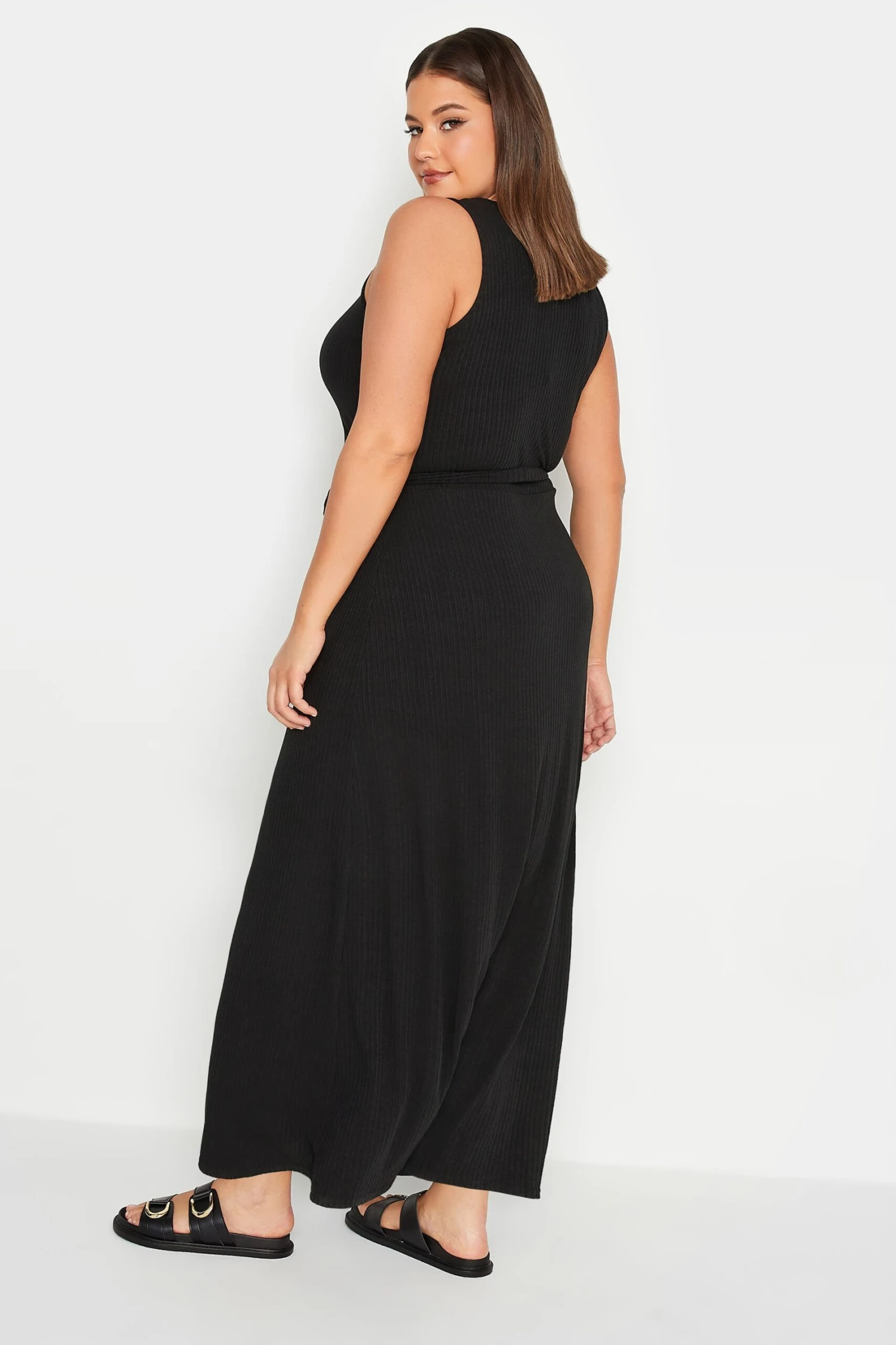 YOURS Curve Black Button Through Sleeveless Maxi Dress 2 YOURS Curve Black Button Through Sleeveless Maxi Dress - Image 2