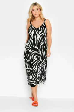 YOURS Curve Black Animal Print Beach Dress