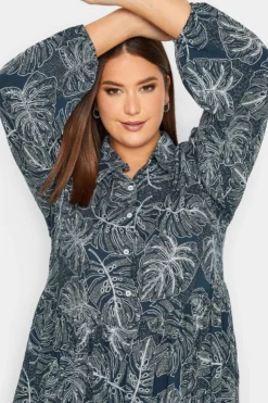 YOURS Curve Navy Blue Leaf Print Tiered Shirt Dress 8 YOURS Curve Navy Blue Leaf Print Tiered Shirt Dress -Outlet Stylo Wise Store 361cb80d 1510 4c 301168 D scaled