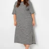 YOURS Curve Black Stripe Midaxi Dress