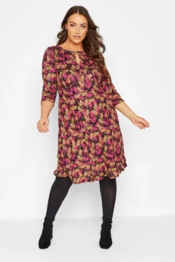 YOURS Curve Pink Floral Midi Dress -Outlet Stylo Wise Store 36740d52 2cad 47 174201 A scaled