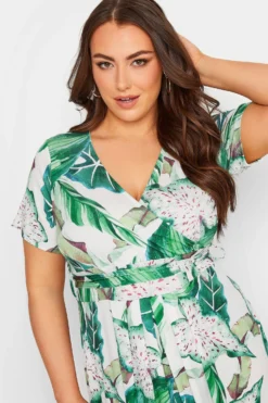 YOURS Curve White Leaf Print Maxi Wrap Dress -Outlet Stylo Wise Store 36f46518 4167 4c 302163 D scaled