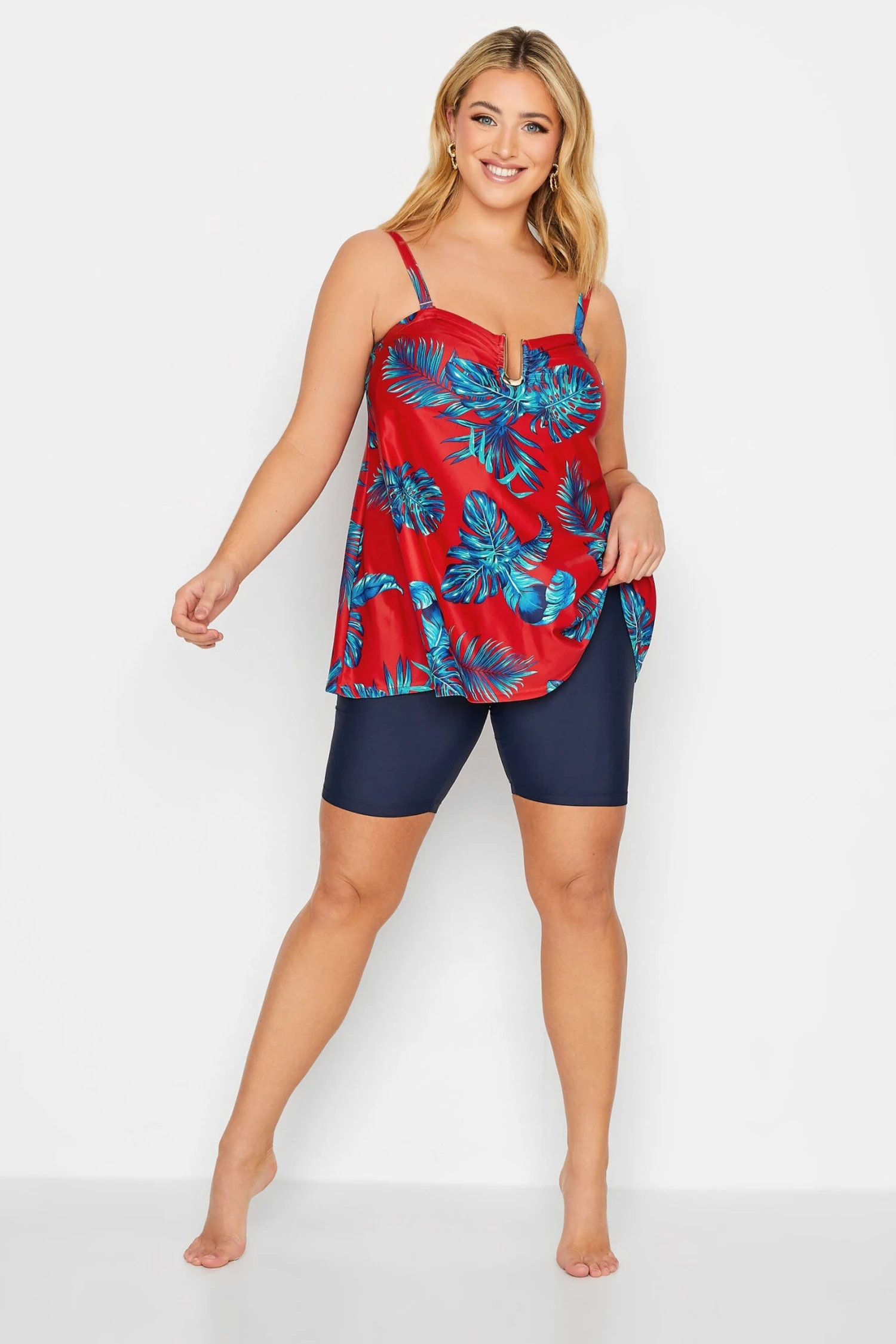 YOURS Curve Red Palm Leaf Tankini Top 5 YOURS Curve Red Palm Leaf Tankini Top - Image 5