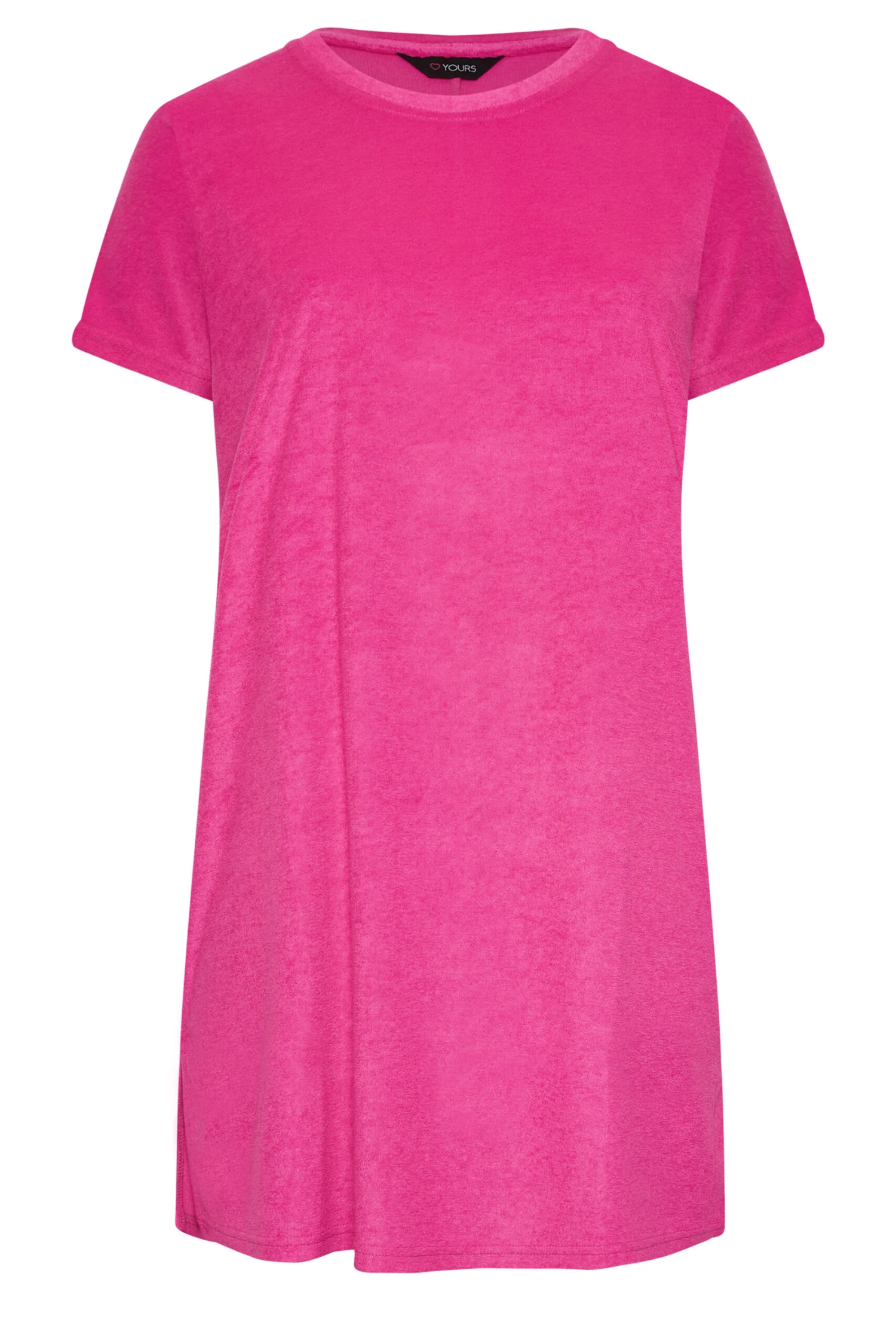 YOURS Curve Pink Towelling T-Shirt Dress 5 YOURS Curve Pink Towelling T-Shirt Dress - Image 5
