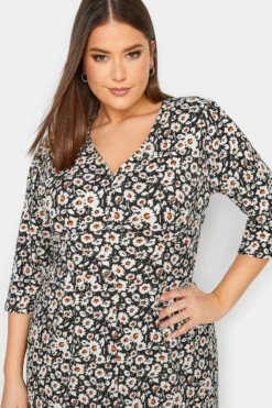 YOURS Curve Black Floral Print Split Front Dress 8 YOURS Curve Black Floral Print Split Front Dress -Outlet Stylo Wise Store 37e89404 44a1 43 301865 D scaled