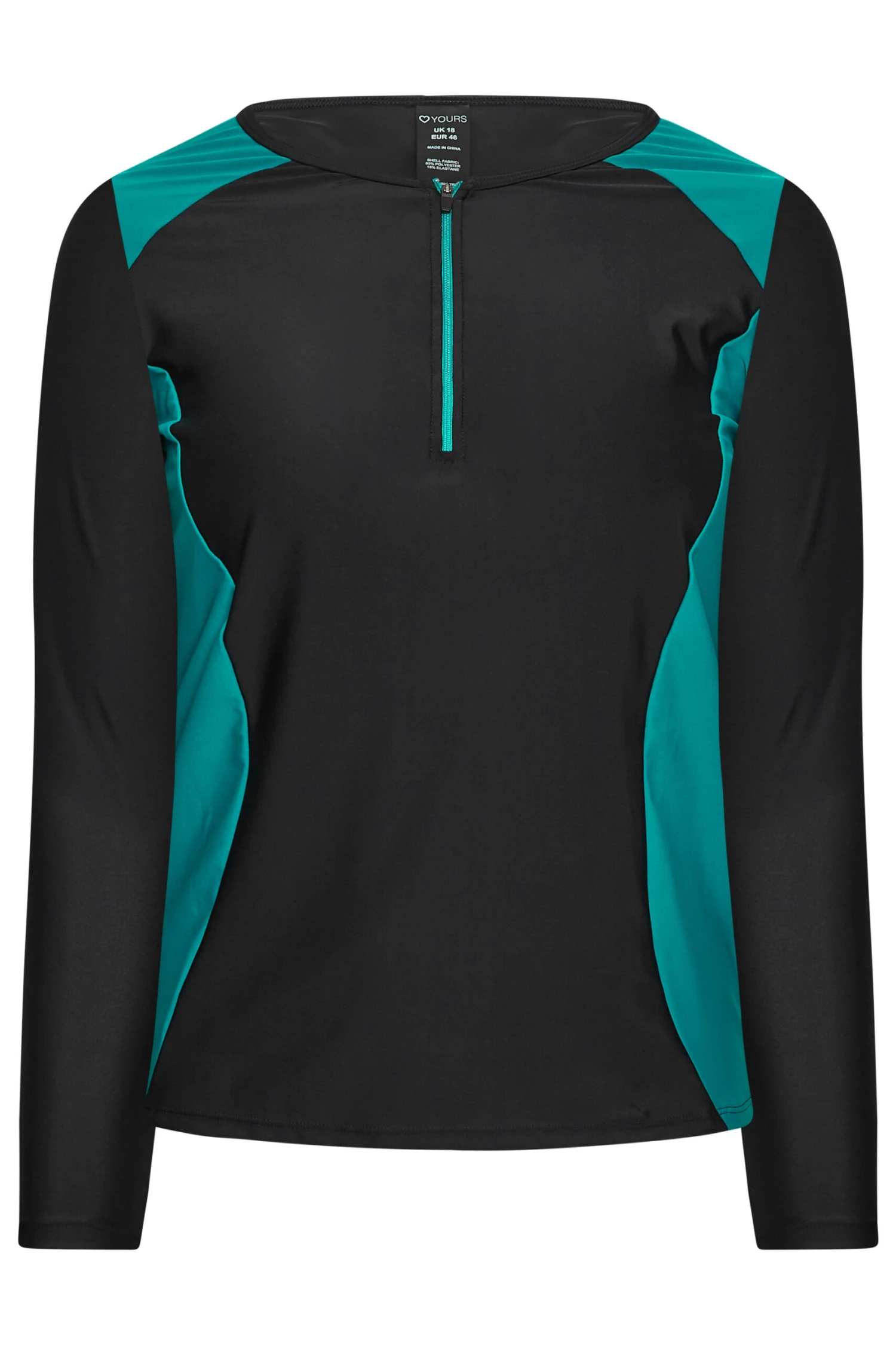 YOURS Curve Blue Zip Front Long Sleeve Swim Top 6 YOURS Curve Blue Zip Front Long Sleeve Swim Top - Image 6