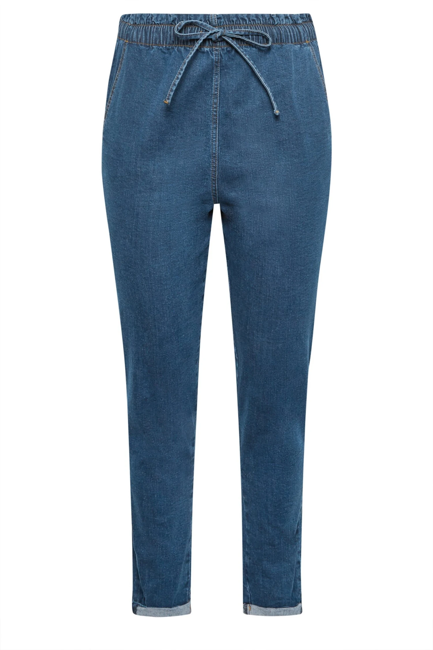 YOURS Curve Mid Blue Paperbag Waist Stretch MOM Jeans 4 YOURS Curve Mid Blue Paperbag Waist Stretch MOM Jeans - Image 4