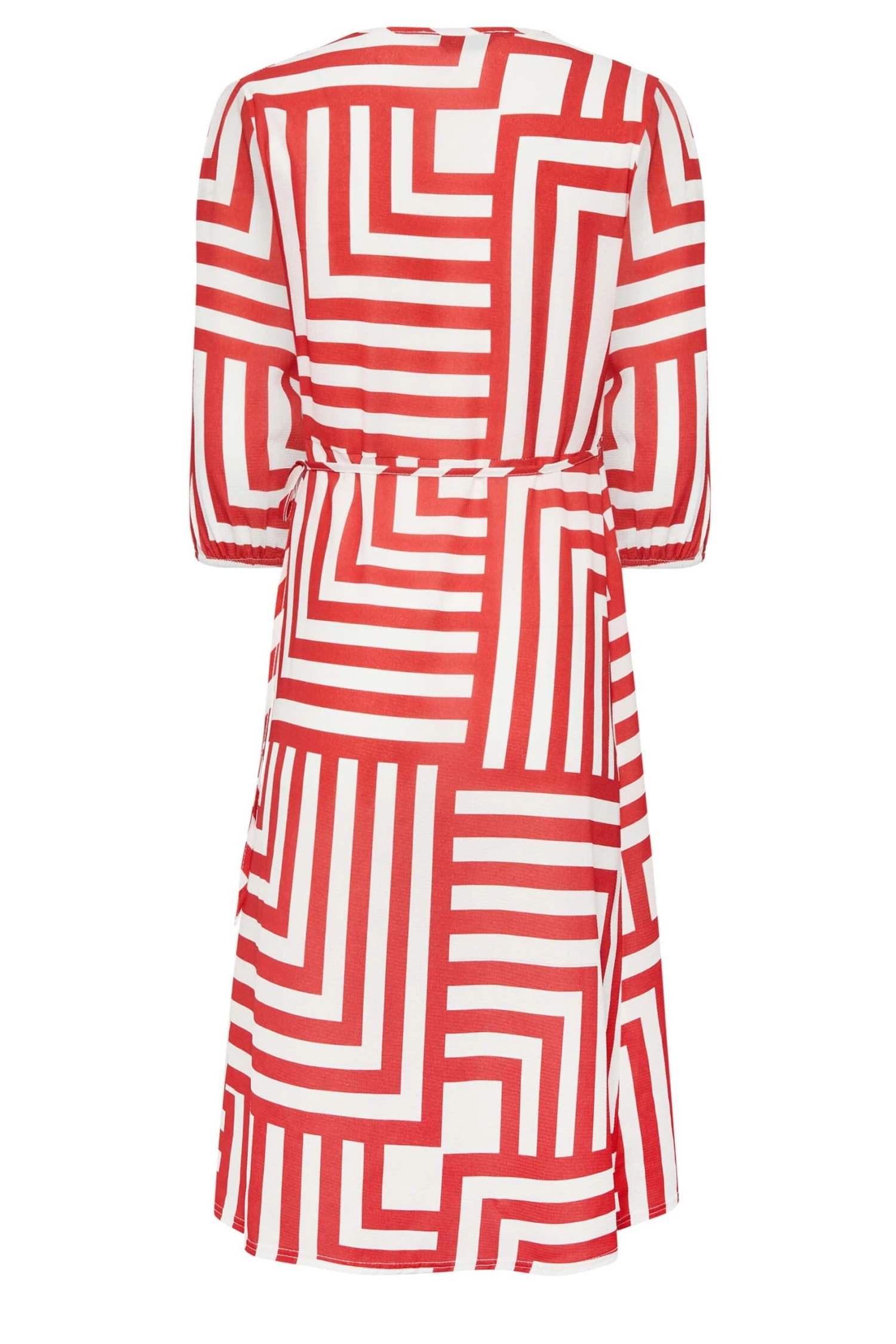 YOURS PETITE Curve Red Geometric Print Wrap Dress 1 YOURS PETITE Curve Red Geometric Print Wrap Dress