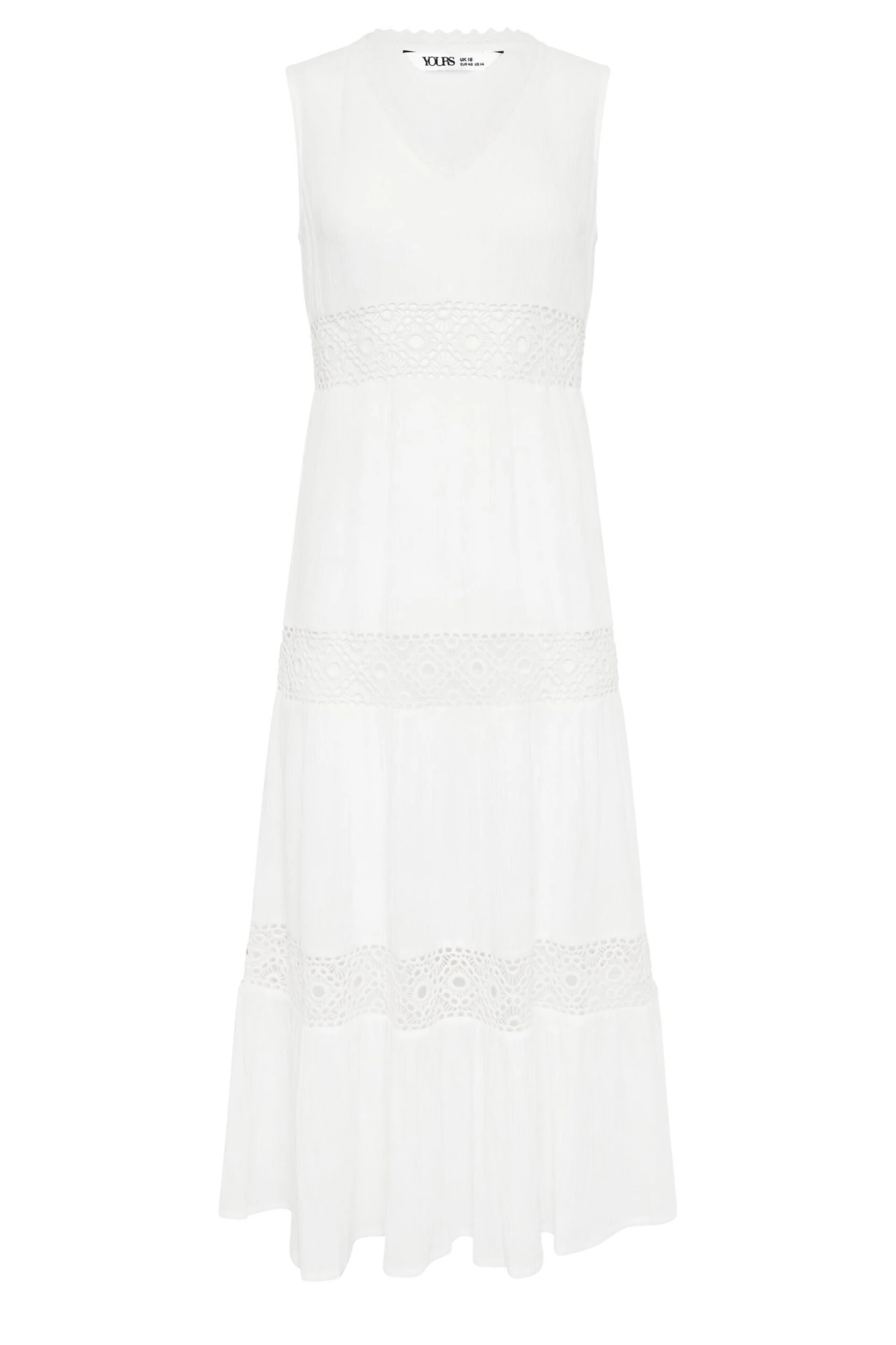 YOURS PETITE Curve White Crochet Trim Maxi Dress 5 YOURS PETITE Curve White Crochet Trim Maxi Dress - Image 5