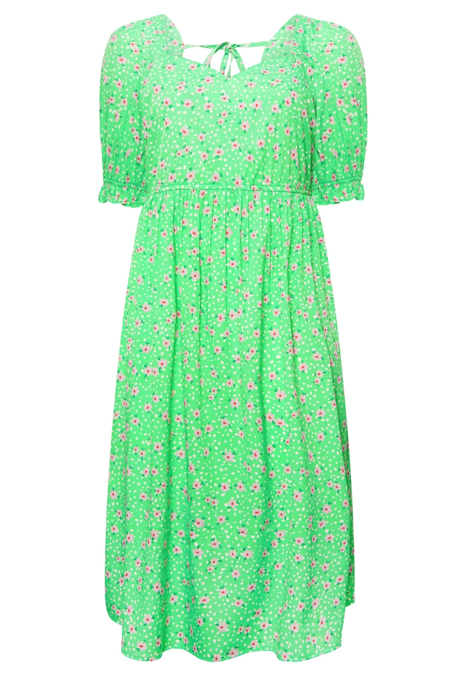 LIMITED COLLECTION Curve Green Floral Print Sweetheart Dress 6 LIMITED COLLECTION Curve Green Floral Print Sweetheart Dress - Image 6