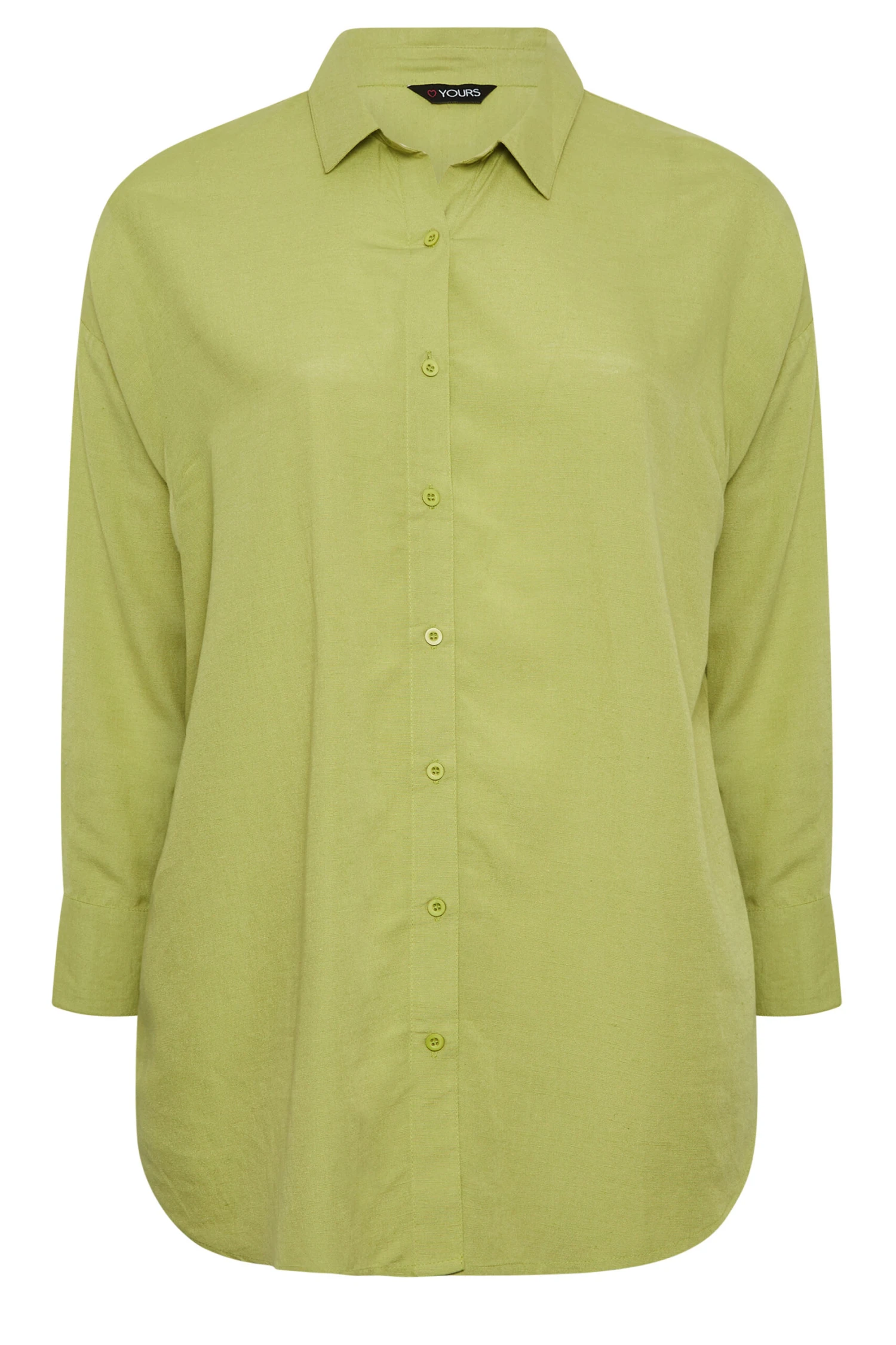 YOURS Curve Green Linen Blend Shirt 5 YOURS Curve Green Linen Blend Shirt - Image 5