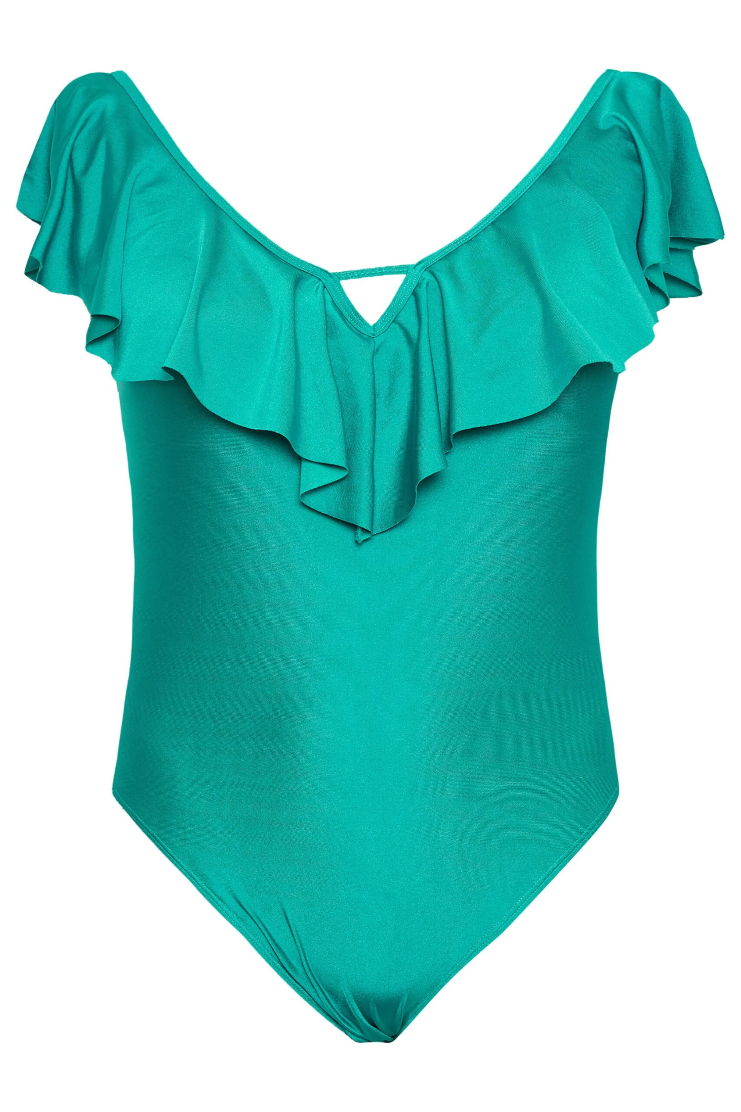 YOURS Curve Green Frill Plunge Tummy Control Swimsuit 5 YOURS Curve Green Frill Plunge Tummy Control Swimsuit - Image 5