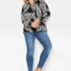 YOURS PETITE Curve Black Palm Print Shirt