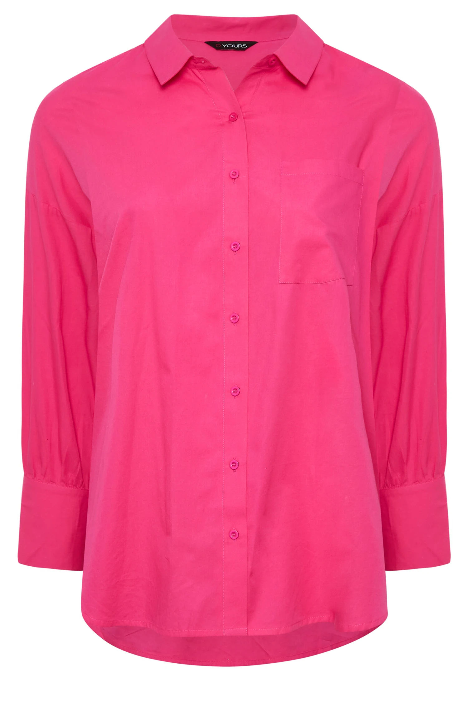 YOURS Curve Pink Oversized Poplin Shirt 5 YOURS Curve Pink Oversized Poplin Shirt - Image 5