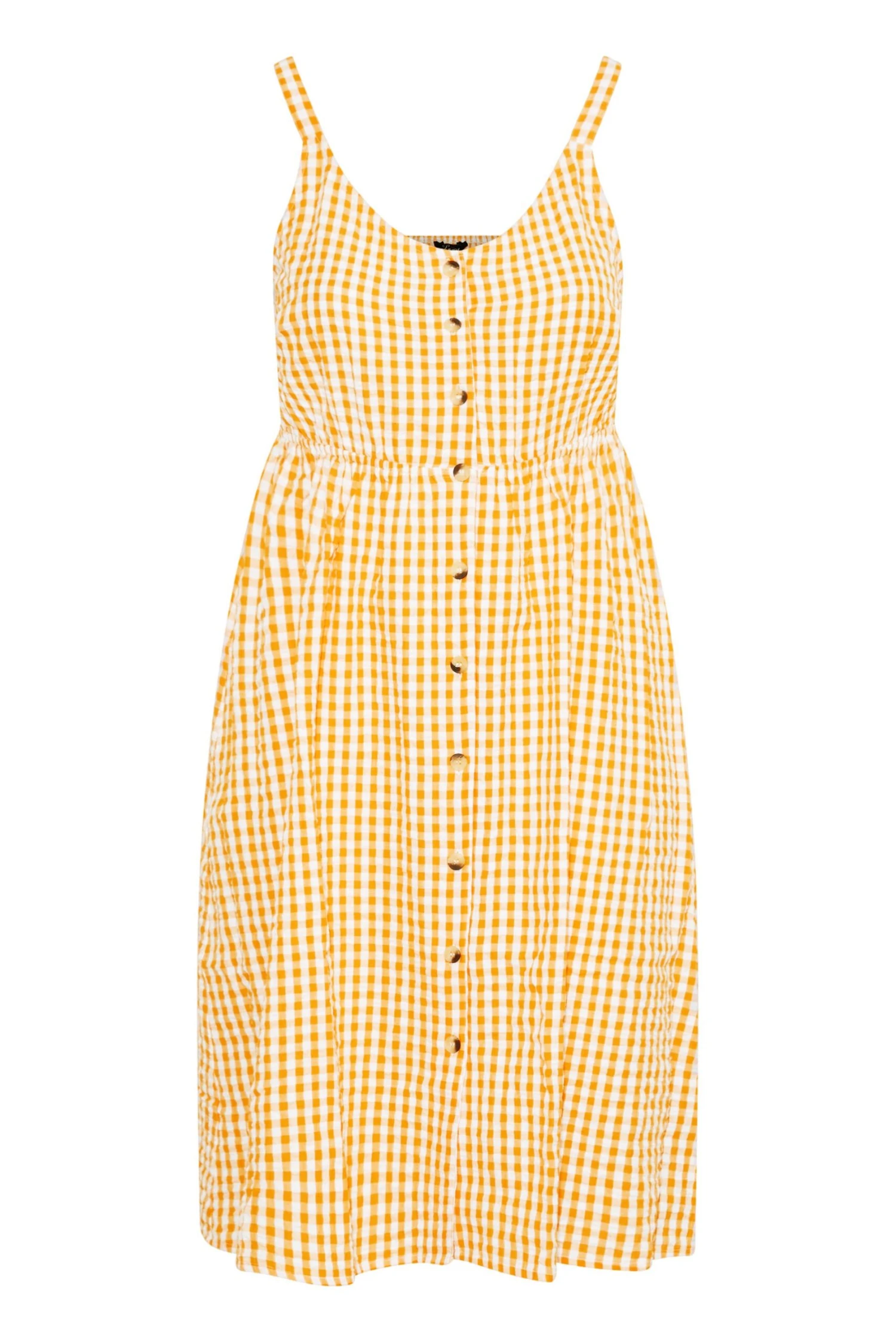 LIMITED COLLECTION Curve Orange Gingham Button Front Sundress 5 LIMITED COLLECTION Curve Orange Gingham Button Front Sundress - Image 5