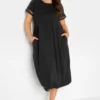 LIMITED COLLECTION Curve Black Crochet Trim T-Shirt Dress