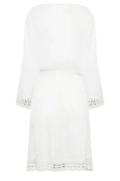 YOURS PETITE Curve White Crochet Kaftan Dress