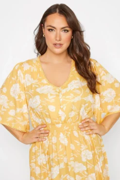 YOURS Curve Yellow Floral Print High Low Midi Dress -Outlet Stylo Wise Store 3e77cab7 7a47 40 137120 D scaled