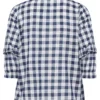 YOURS PETITE Curve Navy Blue Check Frill Shirt