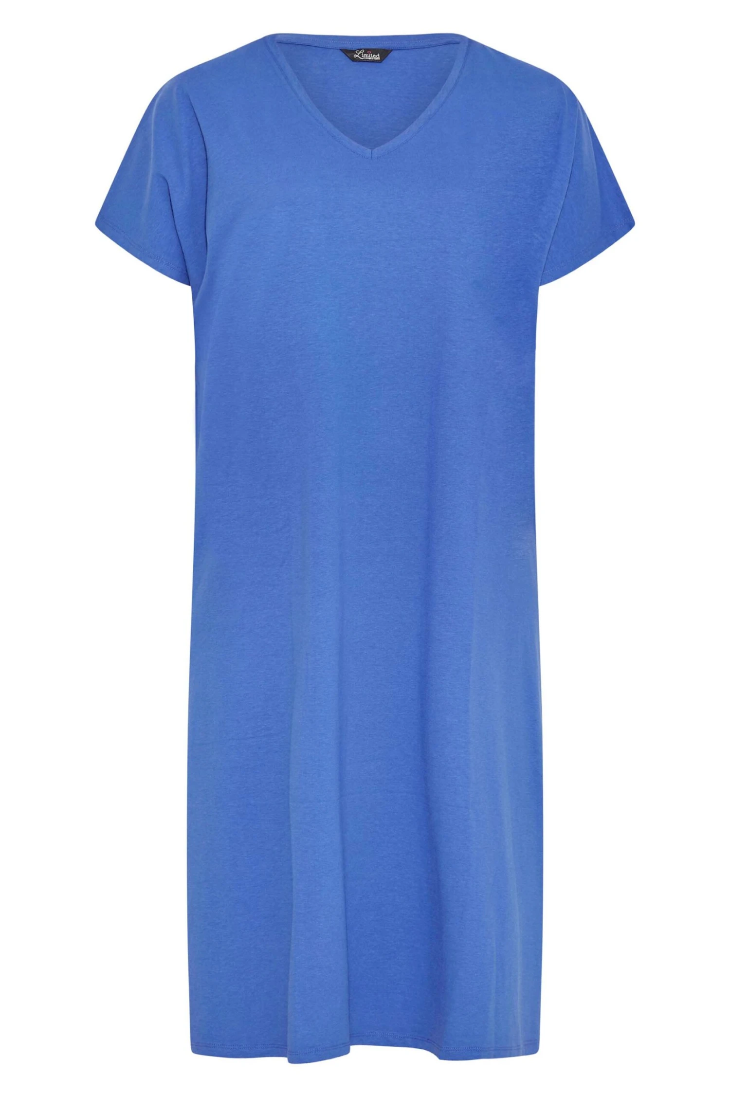 LIMITED COLLECTION Curve Blue Side Split Midaxi T-Shirt Dress 4 LIMITED COLLECTION Curve Blue Side Split Midaxi T-Shirt Dress - Image 4