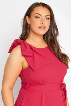 YOURS LONDON Curve Hot Pink Bow Shoulder Midi Skater Dress -Outlet Stylo Wise Store 40795cb4 88a3 42 161597 D scaled