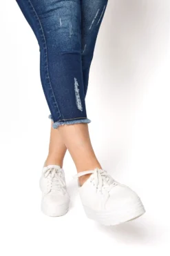 YOURS FOR GOOD Curve Indigo Blue Distressed JENNY Stretch Cropped Jeggings -Outlet Stylo Wise Store 40dc778a 161d 45 144319 C scaled