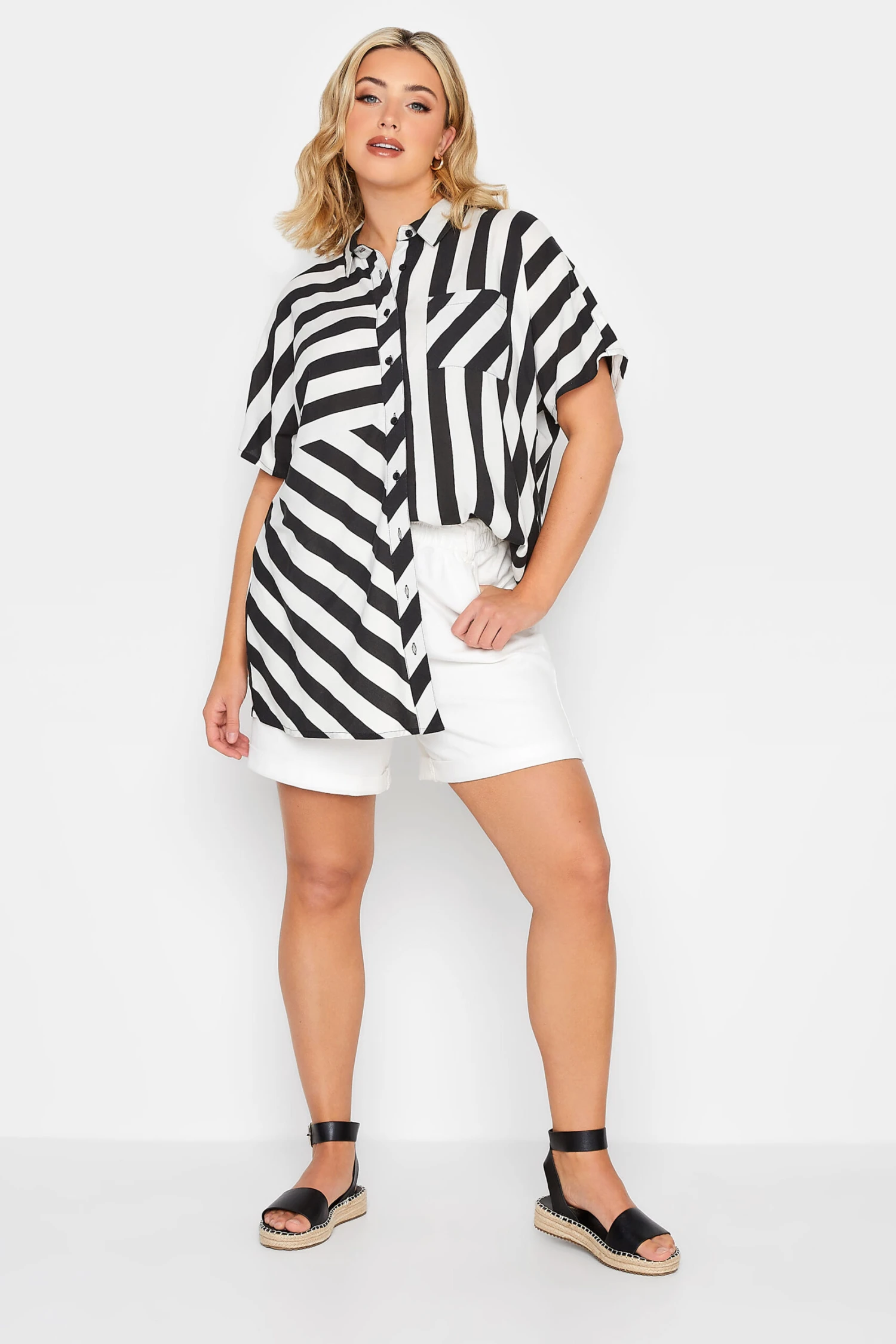 YOURS Curve Black Stripe Print Shirt 2 YOURS Curve Black Stripe Print Shirt - Image 2