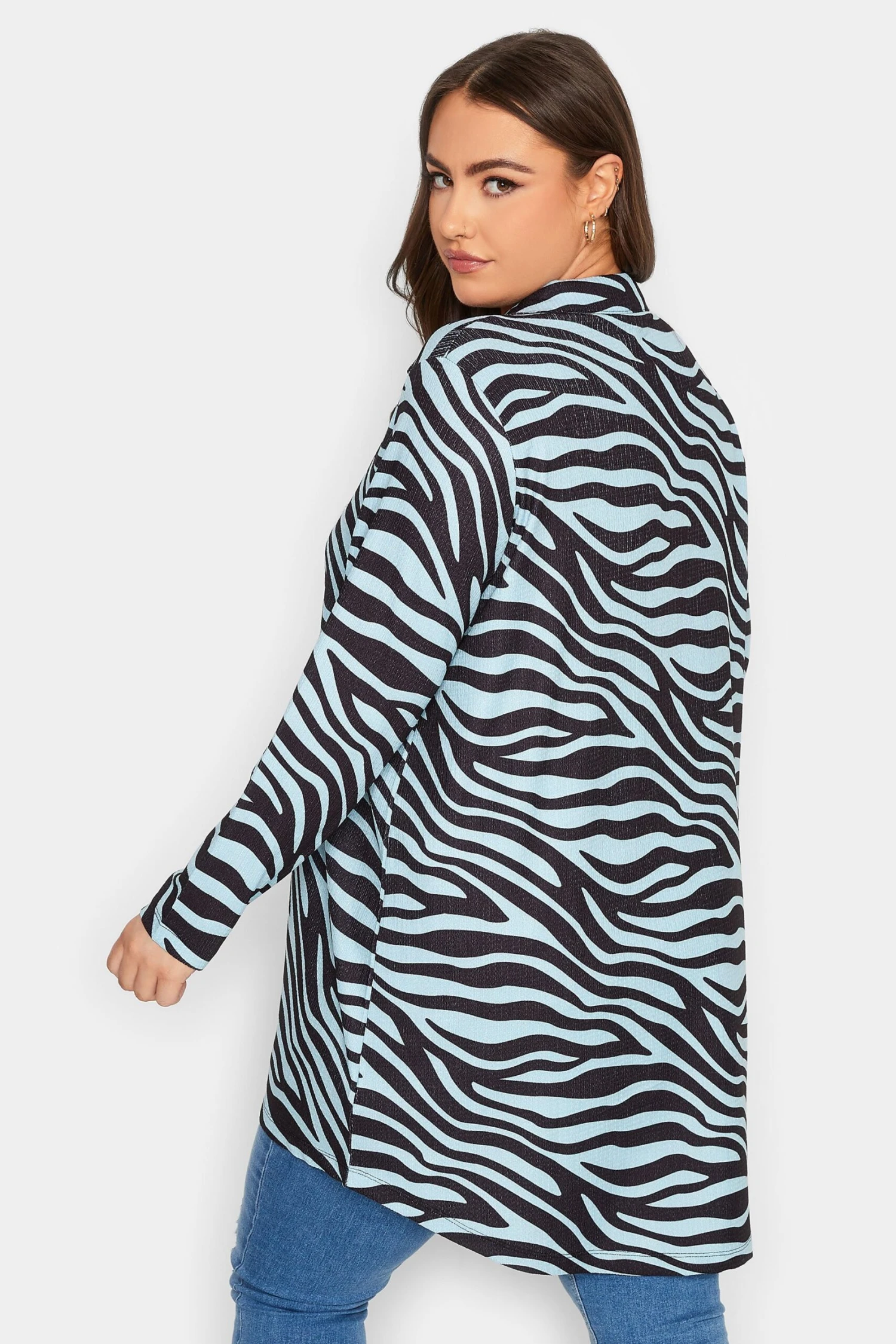 YOURS Curve Blue & Black Zebra Print Shirt 2 YOURS Curve Blue & Black Zebra Print Shirt - Image 2
