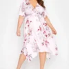 YOURS LONDON Curve Pink Floral Hanky Hem Dress