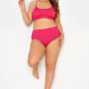 YOURS Curve Hot Pink Textured High Waisted Tummy Control Bikini Briefs