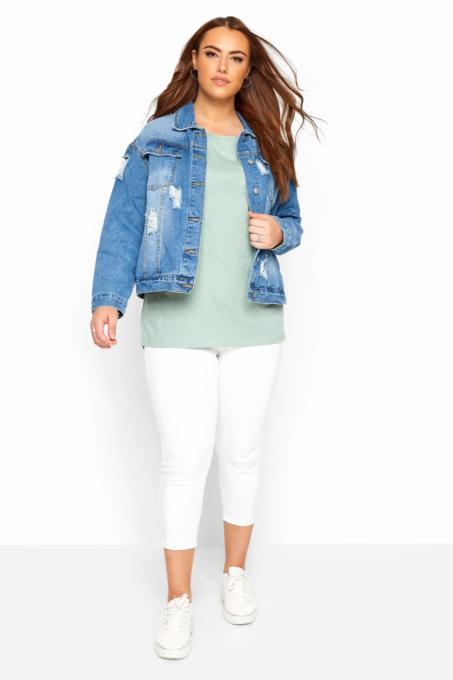 YOURS Curve White Cropped Stretch JENNY Jeggings 2 YOURS Curve White Cropped Stretch JENNY Jeggings - Image 2