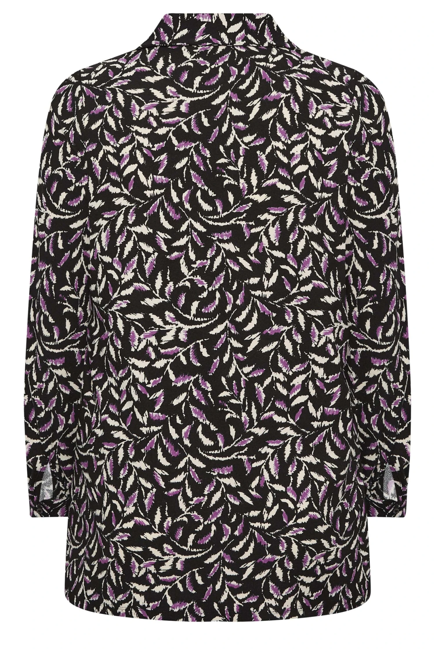 YOURS Curve Black Leaf Print Collared Blouse 6 YOURS Curve Black Leaf Print Collared Blouse - Image 6