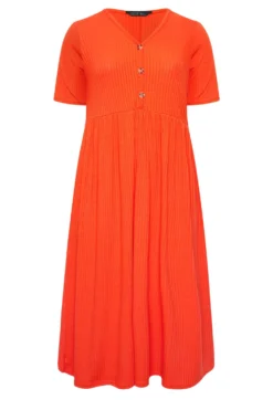 LIMITED COLLECTION Curve Orange Ribbed Peplum Midi Dress -Outlet Stylo Wise Store 43ff5e2a 1fc9 48 215745 X scaled