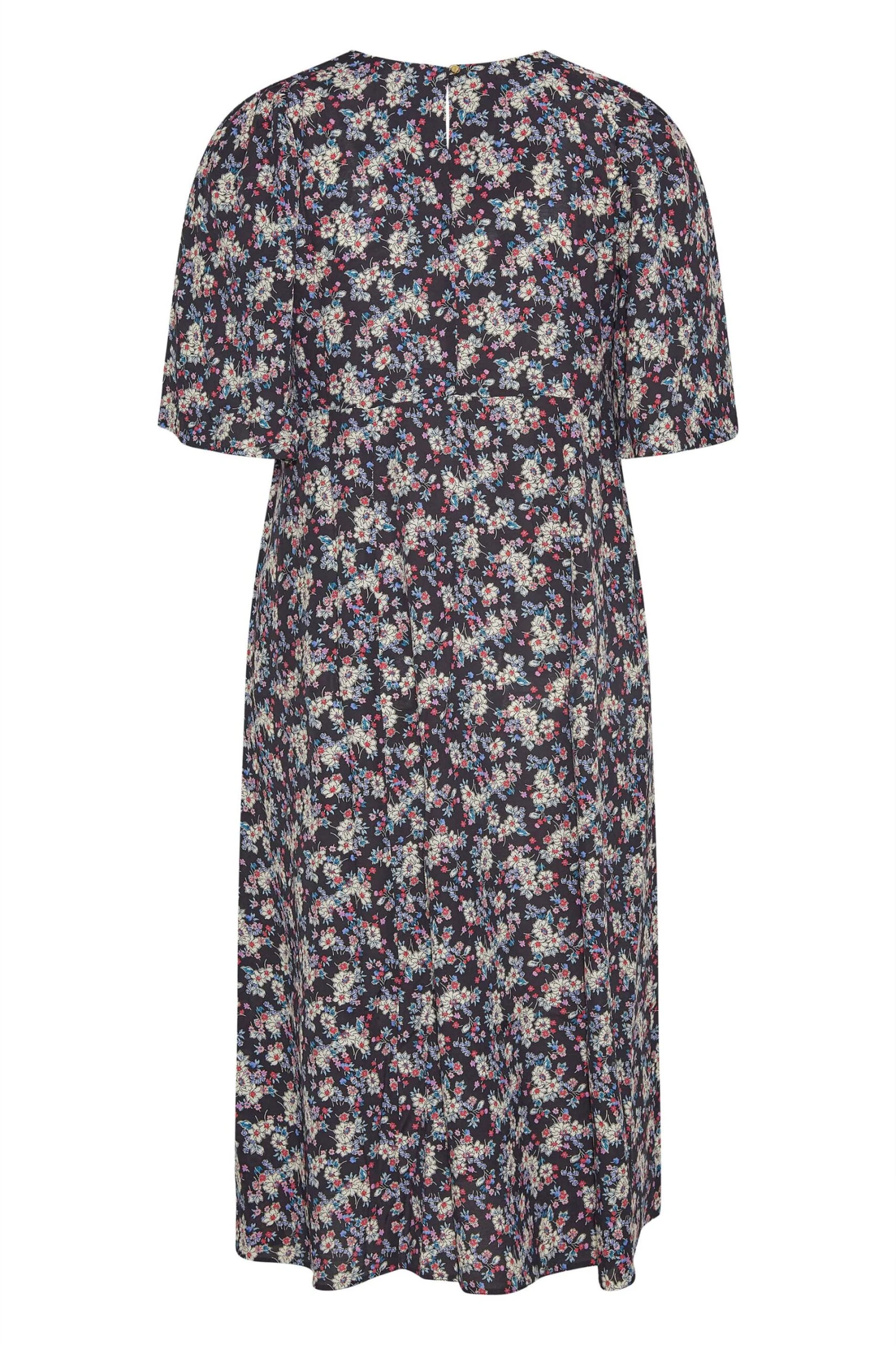 YOURS Curve Black Ditsy Print Side Split Midi Dress 6 YOURS Curve Black Ditsy Print Side Split Midi Dress - Image 6