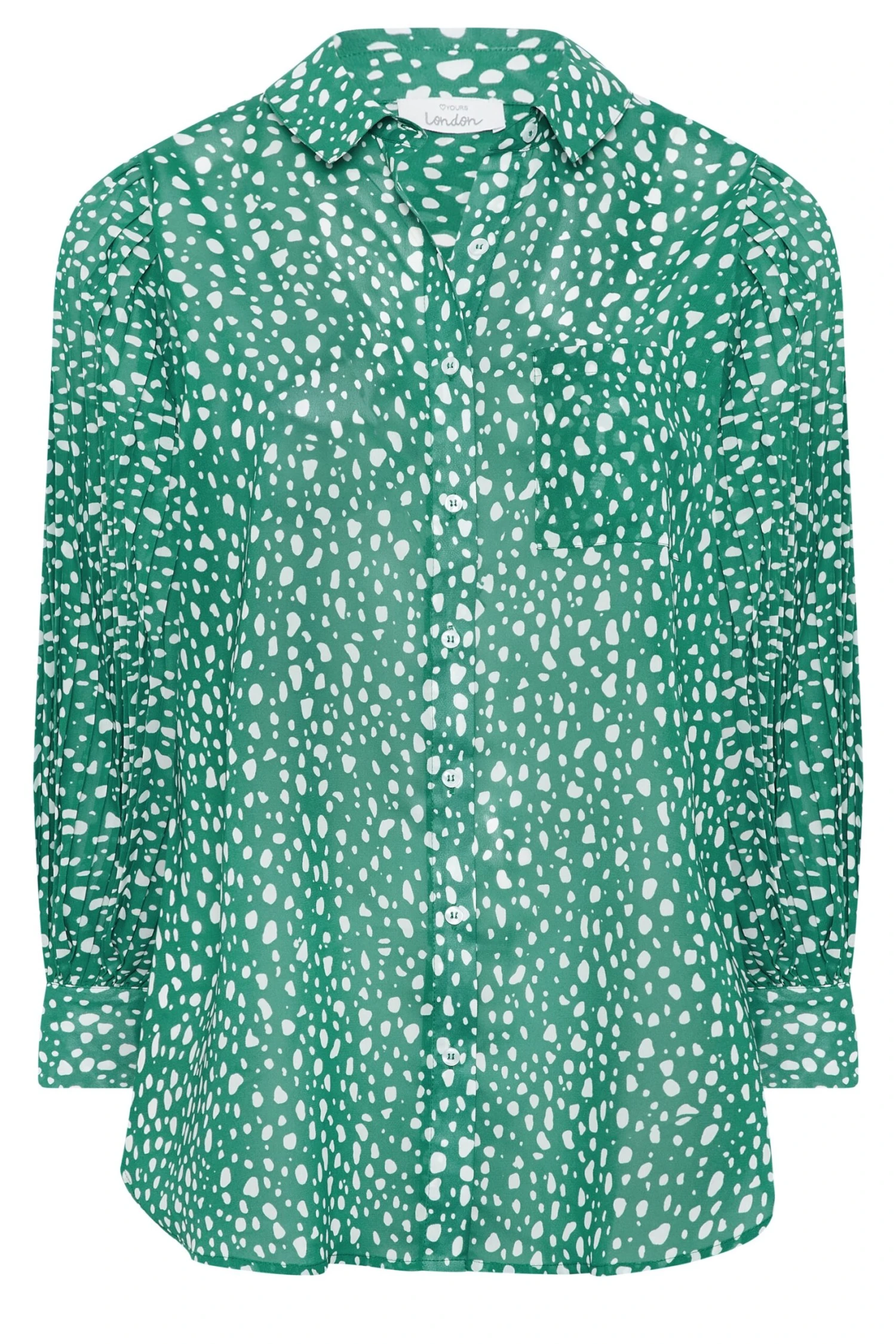 YOURS LONDON Curve Green Dalmatian Pleat Sleeve Shirt 5 YOURS LONDON Curve Green Dalmatian Pleat Sleeve Shirt - Image 5
