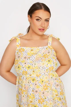LIMITED COLLECTION Curve Yellow Retro Floral Tiered Strappy Sundress -Outlet Stylo Wise Store 4599332d 4d29 49 214490 D scaled