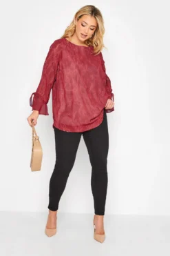 YOURS Curve Red Abstract Bell Sleeve Blouse