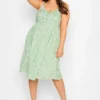 YOURS Curve Green Ditsy Floral Strappy Sundress