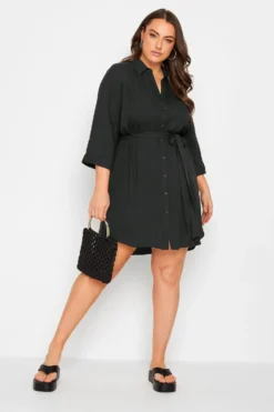 YOURS Curve Black Tie Waist Tunic Shirt