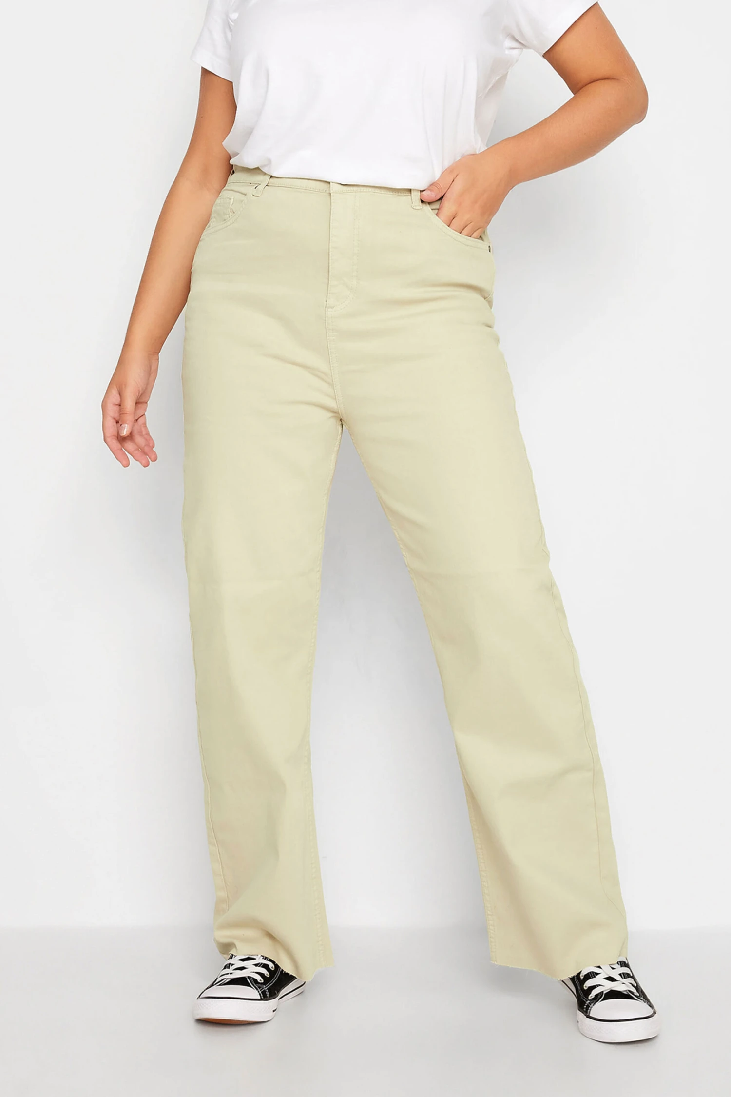 YOURS Curve Stone Brown Stretch Wide Leg Jeans 5 YOURS Curve Stone Brown Stretch Wide Leg Jeans - Image 5