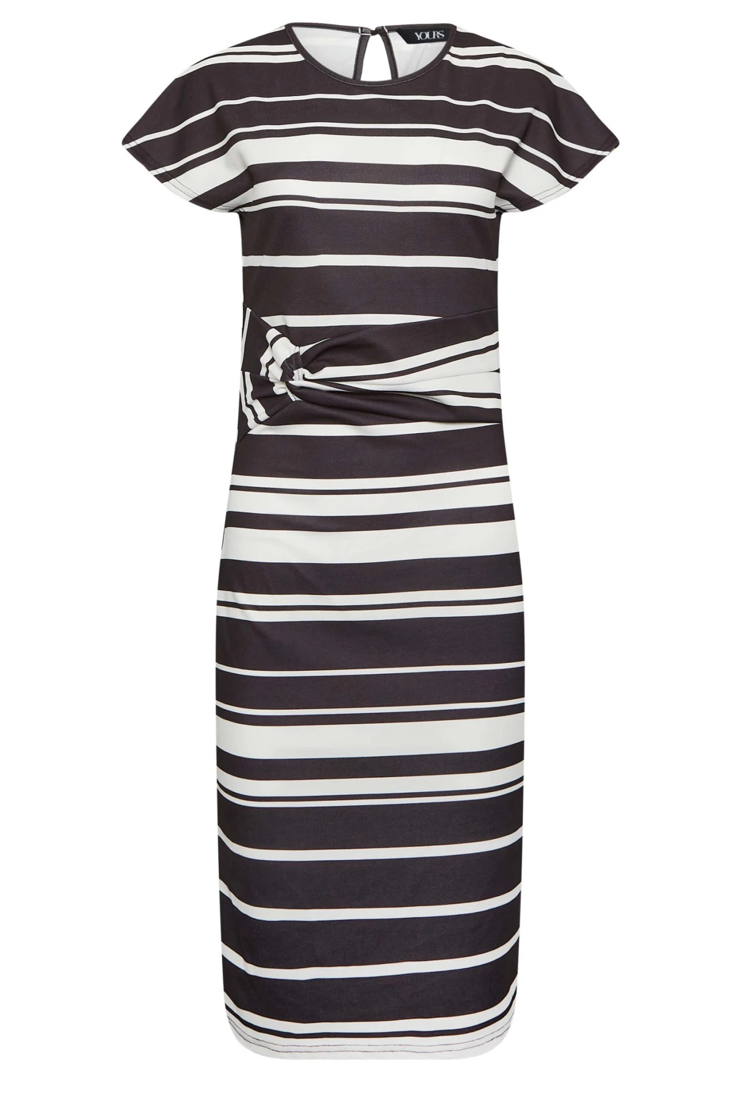 YOURS PETITE Curve Black & White Stripe Knot Midi Dress 5 YOURS PETITE Curve Black & White Stripe Knot Midi Dress - Image 5