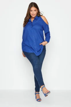 YOURS Curve Blue Cold Shoulder Shirt