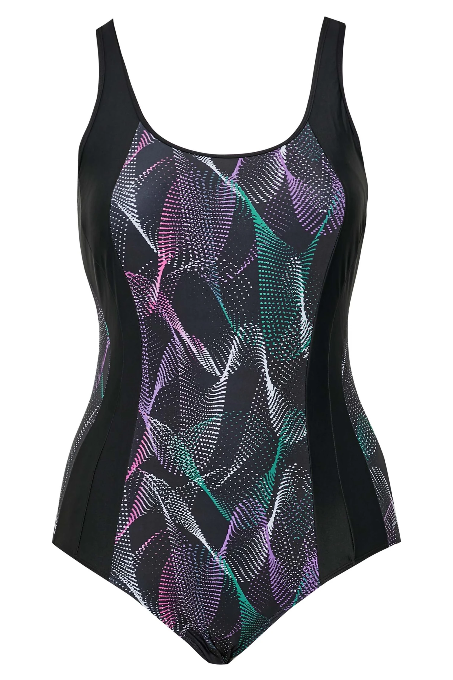 Curve Black Wavelength Print Active Tummy Control Swimsuit 5 Curve Black Wavelength Print Active Tummy Control Swimsuit - Image 5