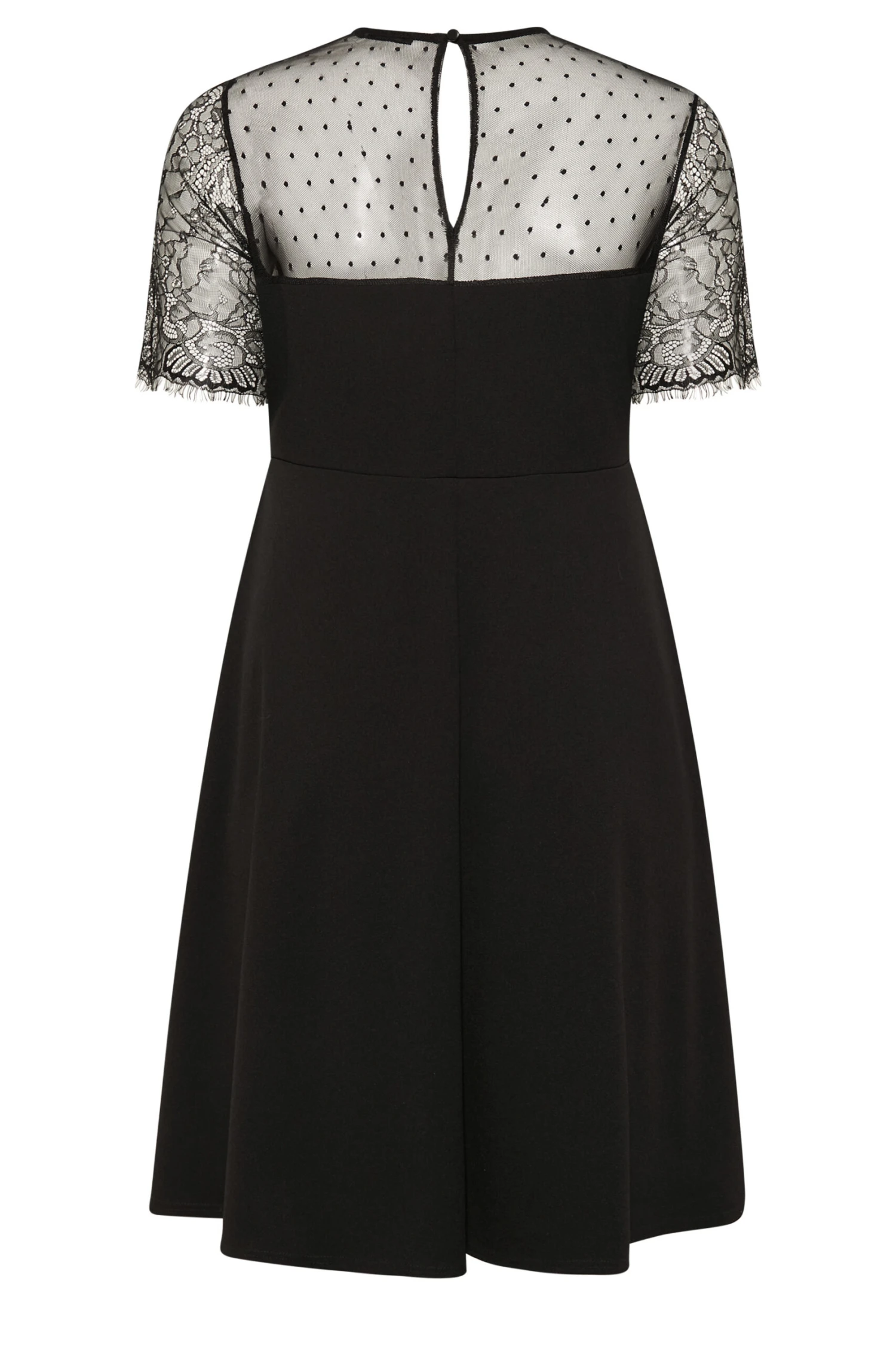 YOURS LONDON Curve Black Lace Sleeve Skater Dress 6 YOURS LONDON Curve Black Lace Sleeve Skater Dress - Image 6