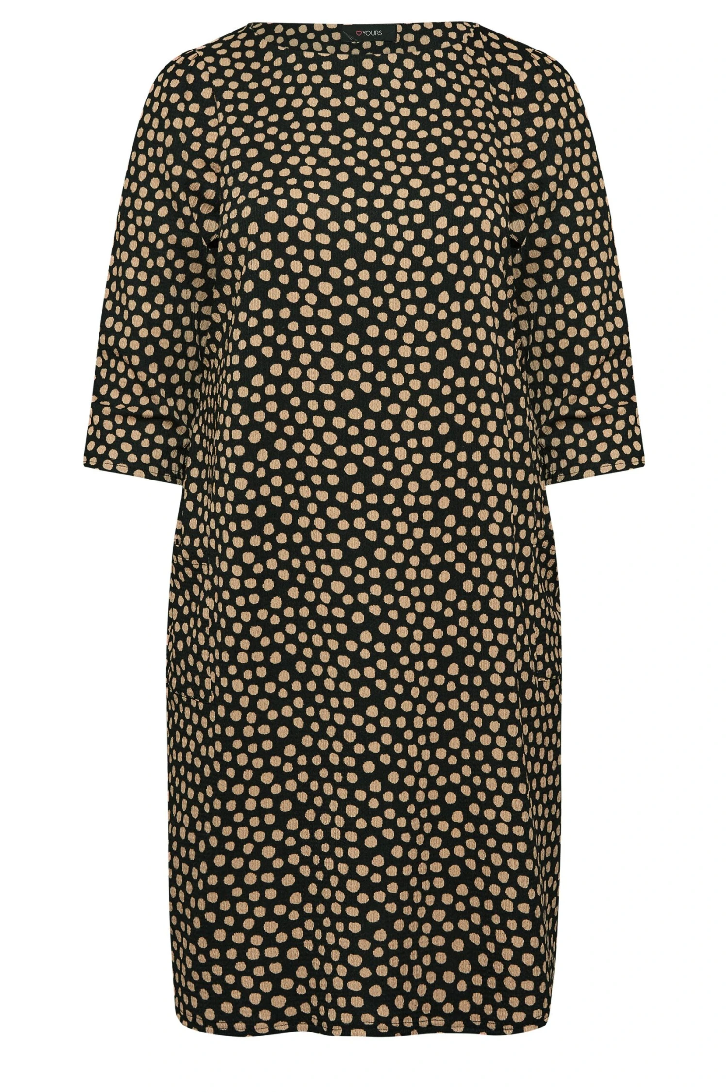 YOURS Curve Black & Beige Polka Dot Midi Dress 5 YOURS Curve Black & Beige Polka Dot Midi Dress - Image 5